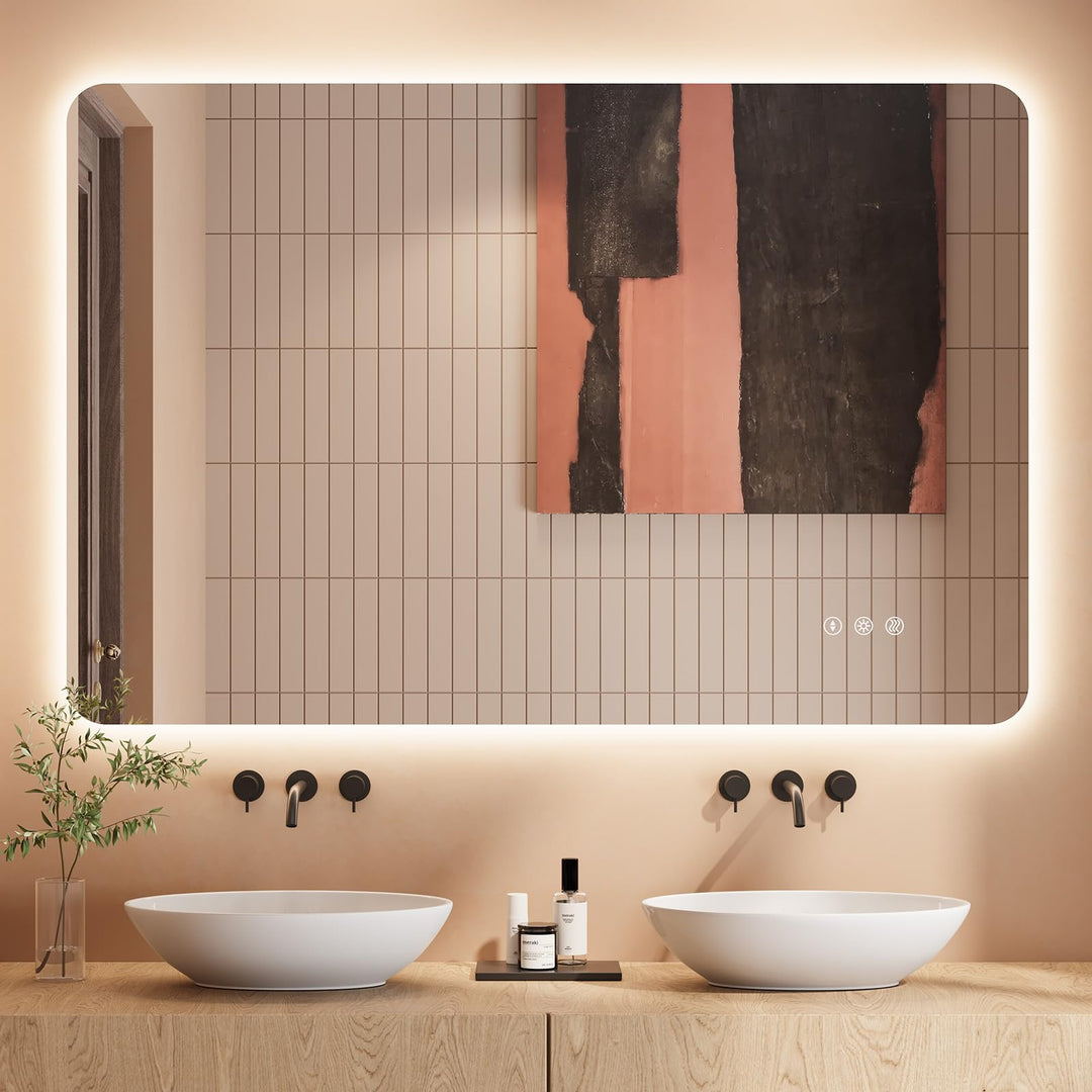 Badezimmerspiegel Led Badspiegel, Rechteckig, Touch-Schalter, Dimmbar, 3 Lichtfarbe Einstellbare Spi