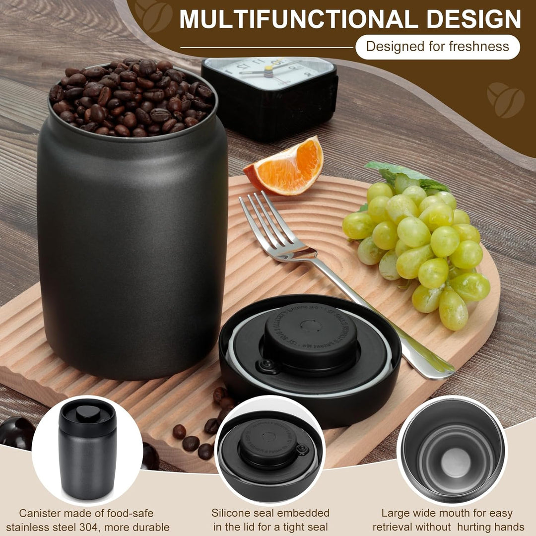 Cozary Kaffeebehälter aus Edelstahl, 1.2L Vakuum Kaffeedose Luftdicht, Kaffeebohnen Behälter mit Vak