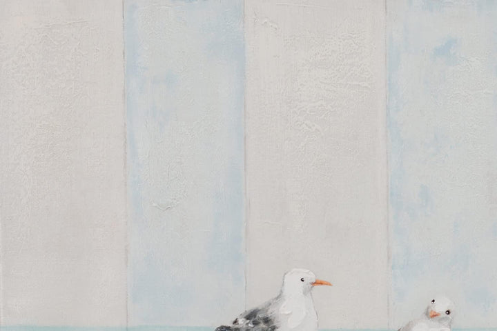 KunstLoft Leinwandbild | 100% HANDGEMALT | 80x80cm | Gemälde 'Ostseesehnsucht' | Meer | Blau Weiss |