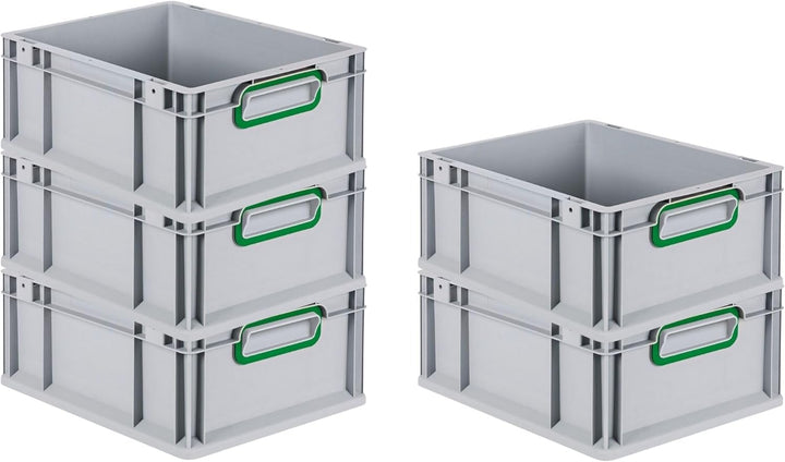 SuperSparSet 10x Eurobox NextGen Color | HxBxT 17x30x40cm | 16 Liter | Griffe grün geschlossen | Gla