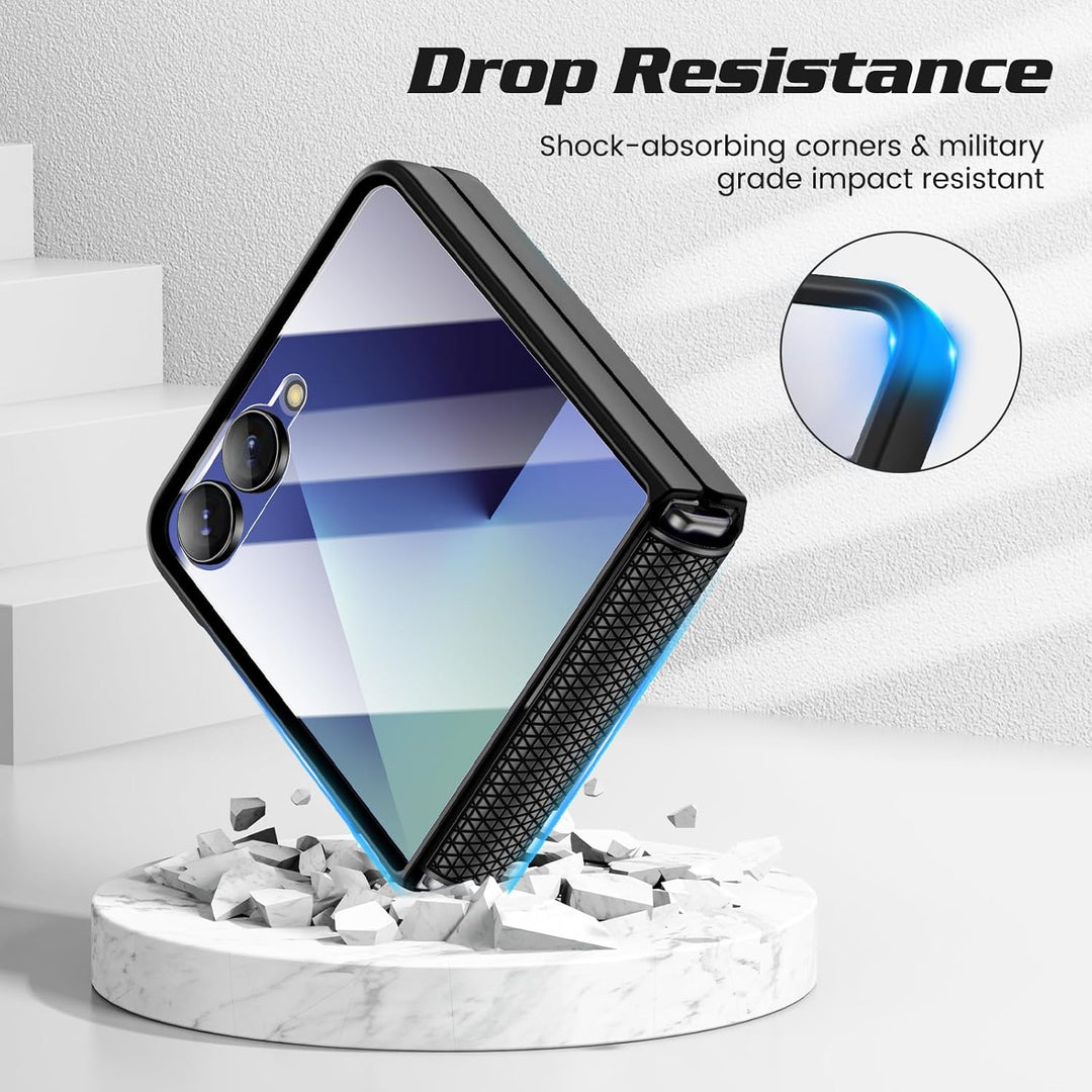 Doeshine für Samsung Galaxy Z Flip 7 Hülle [Not für Flip 7FE] mit Scharnierschutz & Displayschutzfol