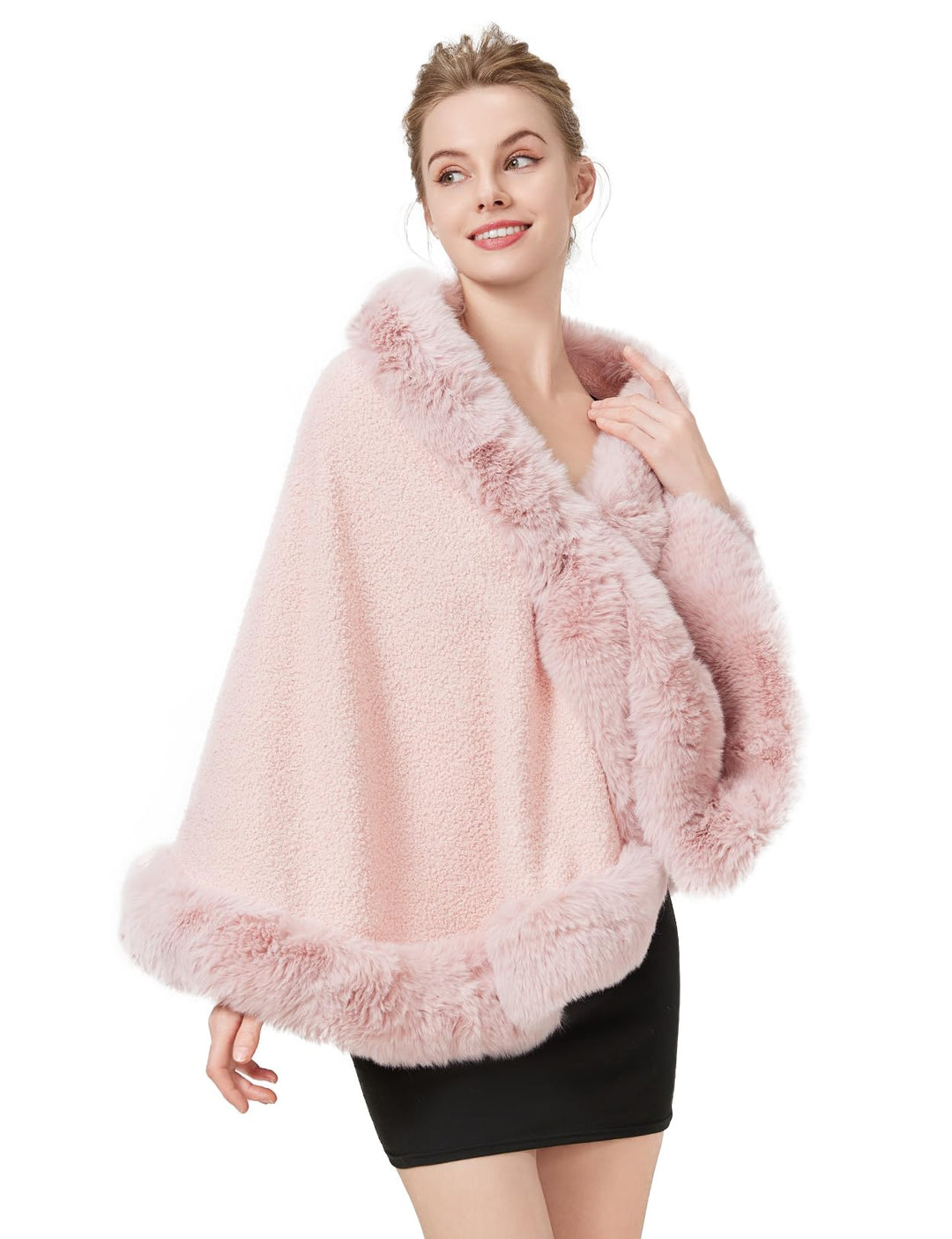BEAUTELICATE Damen Kunstpelz Stola Brautjacke Bolero Winter Brautschal Mantel für Hochzeit Festlich