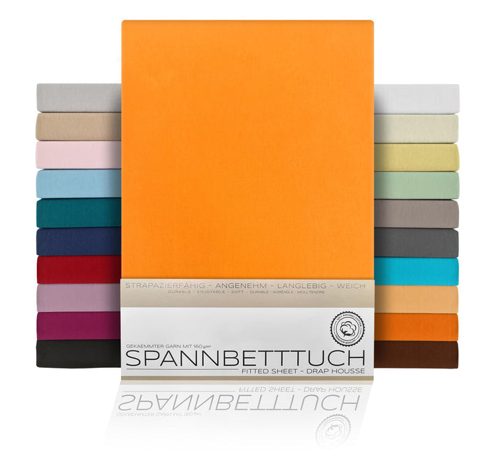 BEAUTEX Spannbetttuch Bettlaken aus Baumwolle, Premium Jersey Stoff 160g/m², Grösse und Farbe wählba