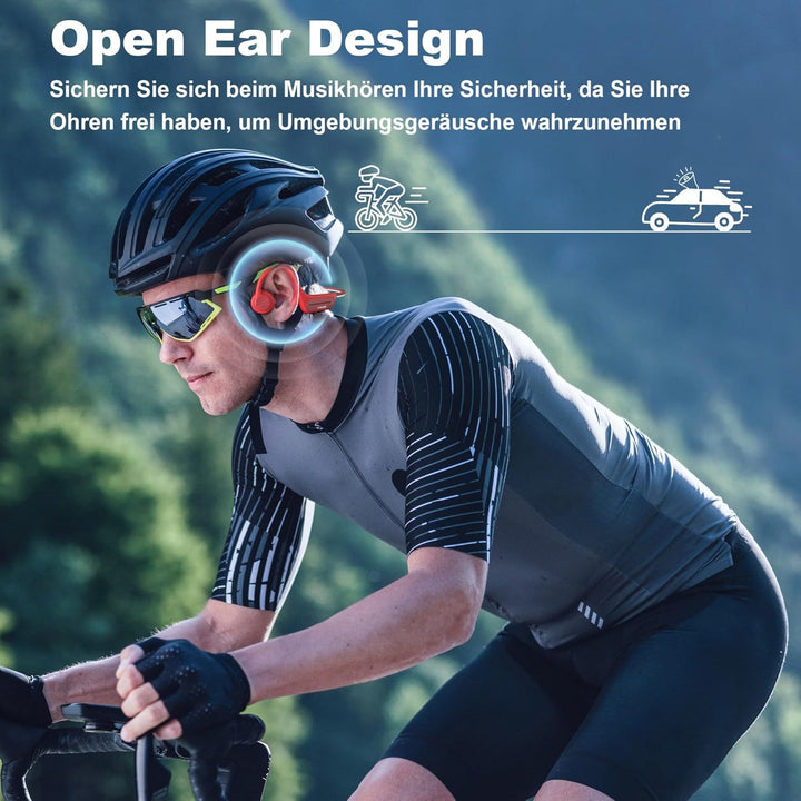 Wantek Knochenschall Kopfhörer Bluetooth 5.4, Open Ear Schwimmen Kopfhörer mit 32GB MP3 Speicher, Ka