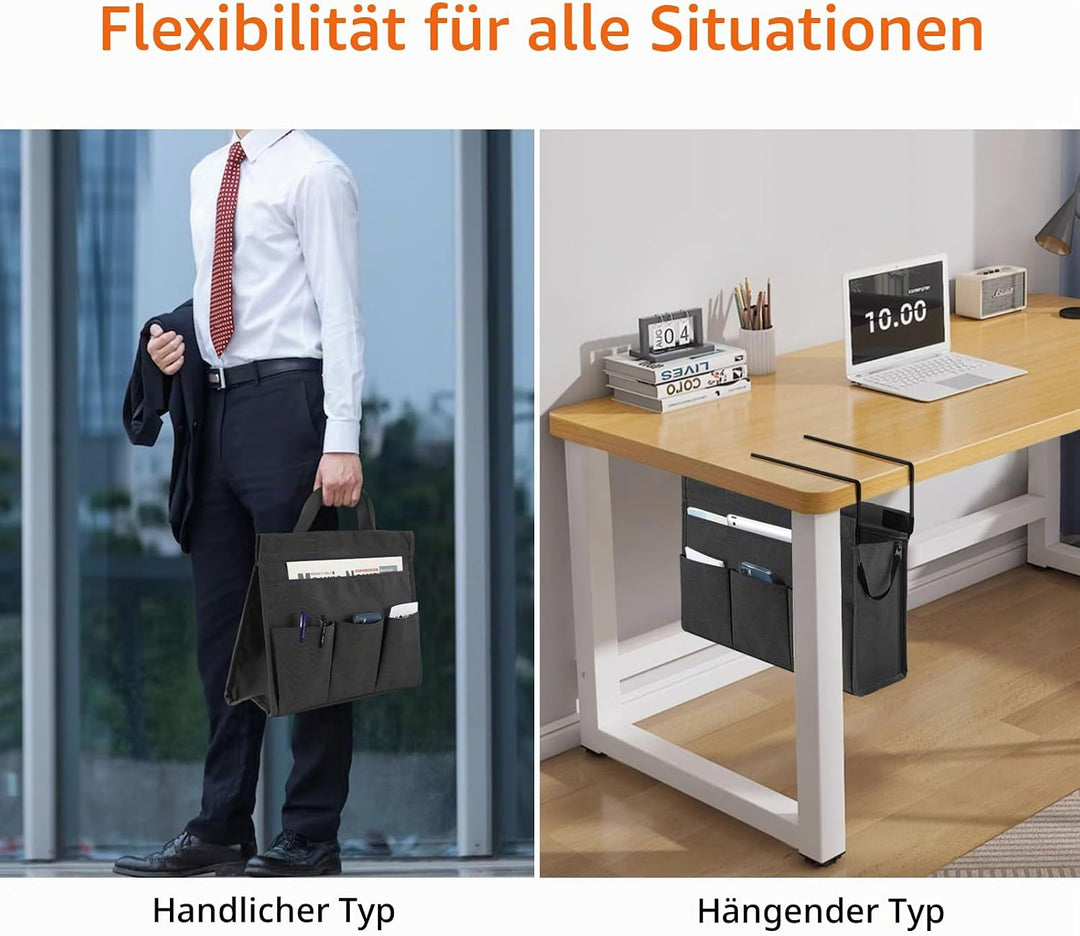 MASTLU Hängeorganizer Büro Organisation Unter Schreibtisch, Hängetasche Aufbewahrungstasche Betttasc