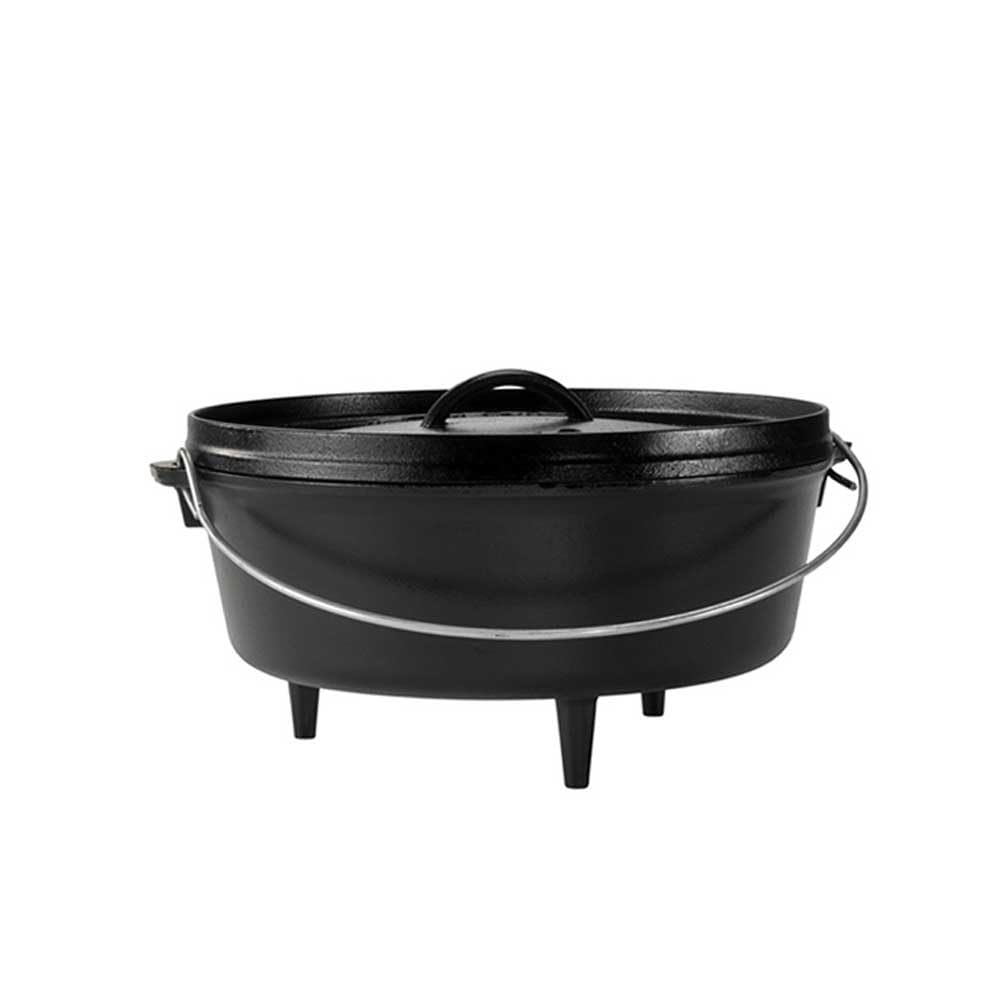 Lodge Camp Dutch Oven L12CO3, flach Topf, schwarz, mit Füssen