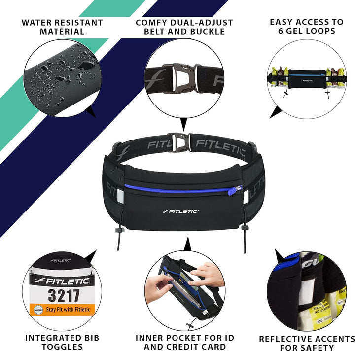 Fitletic Laufgürtel, Neopren, passend für iPhone 5, 4S, 4, 3GS und weitere Smartphones, Schwarz Schw