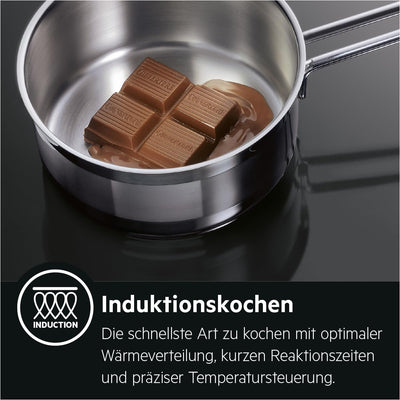 AEG IKB6431AXB Autarkes Kochfeld/Induktion/Hob²Hood / 60 cm/Edelstahlrahmen / 4 Kochzonen/Powerfunkt