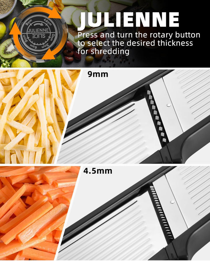 Mandoline Gemüsehobel 5-in-1 Profi Verstellbar Gemüseschneider Multifunktion Gemüsehobel Edelstahl H