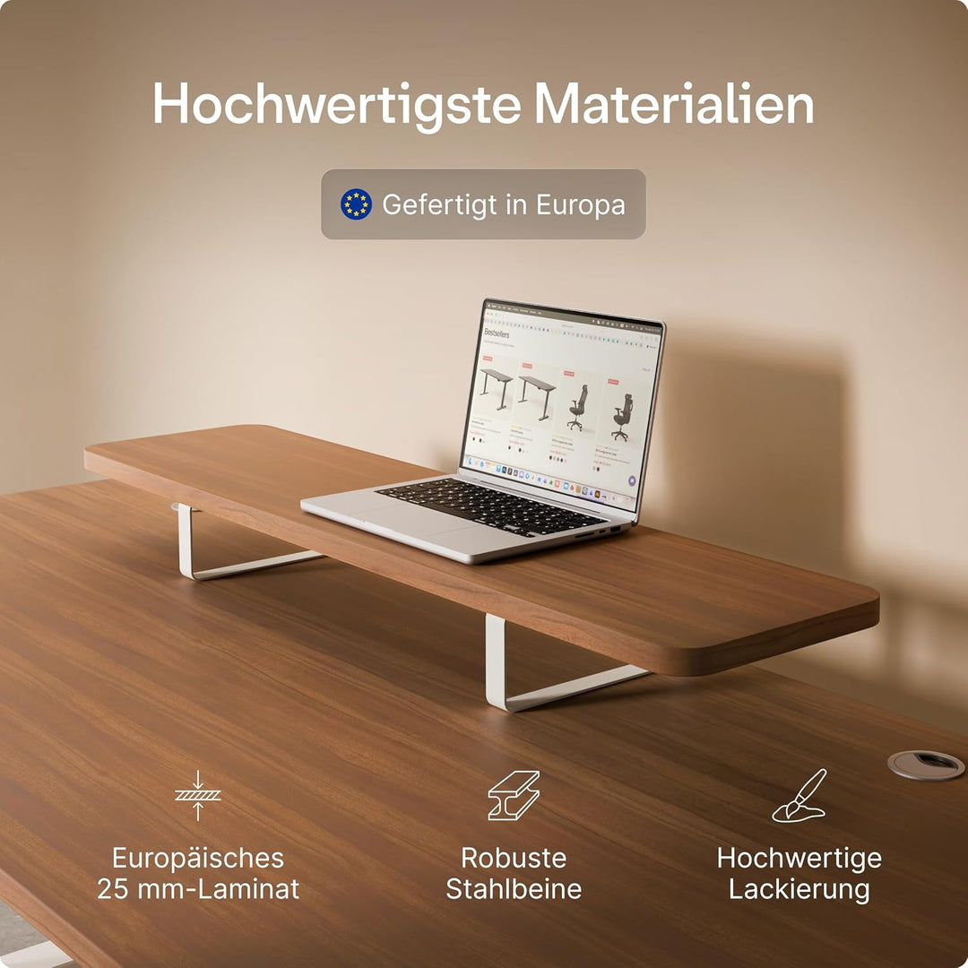 Desktronic Monitorstaender – Ergonomische Monitorerhoehung, 114 x 28 x 12,8 cm, 30 kg, 1-2 Monitore,