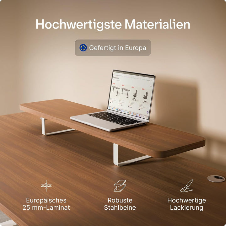 Desktronic Monitorstaender – Ergonomische Monitorerhoehung, 114 x 28 x 12,8 cm, 30 kg, 1-2 Monitore,