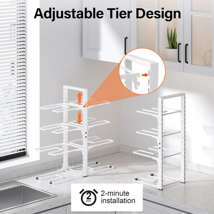 MUDEELA Topf- und Pfannen-Organizer unter dem Schrank – 53,3 cm Höhe, robuster & verstellbarer Topfd