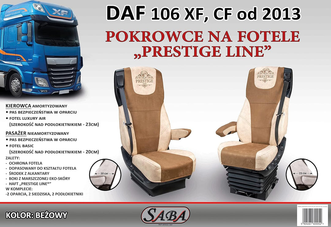 Sitzbezug für DAF 106 XF ab 2013 - LKW Sitzbezug Beige - Beifahrersitz Ungepolstert - Zubehör, BEIGE