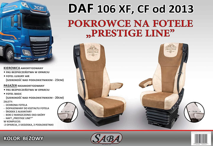 Sitzbezug für DAF 106 XF ab 2013 - LKW Sitzbezug Beige - Beifahrersitz Ungepolstert - Zubehör, BEIGE
