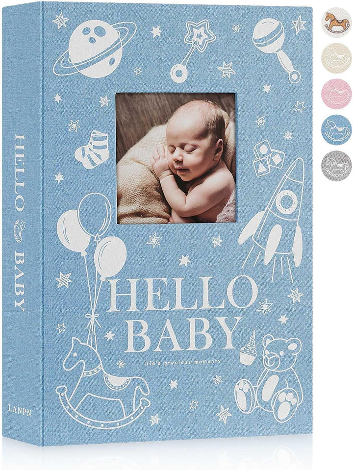 Lanpn Baby Fotoalbum 10x15 300 Fotos, Leinen Fotoalbum Einsteckalbum, Babyalbum mit Memo Schreibfeld