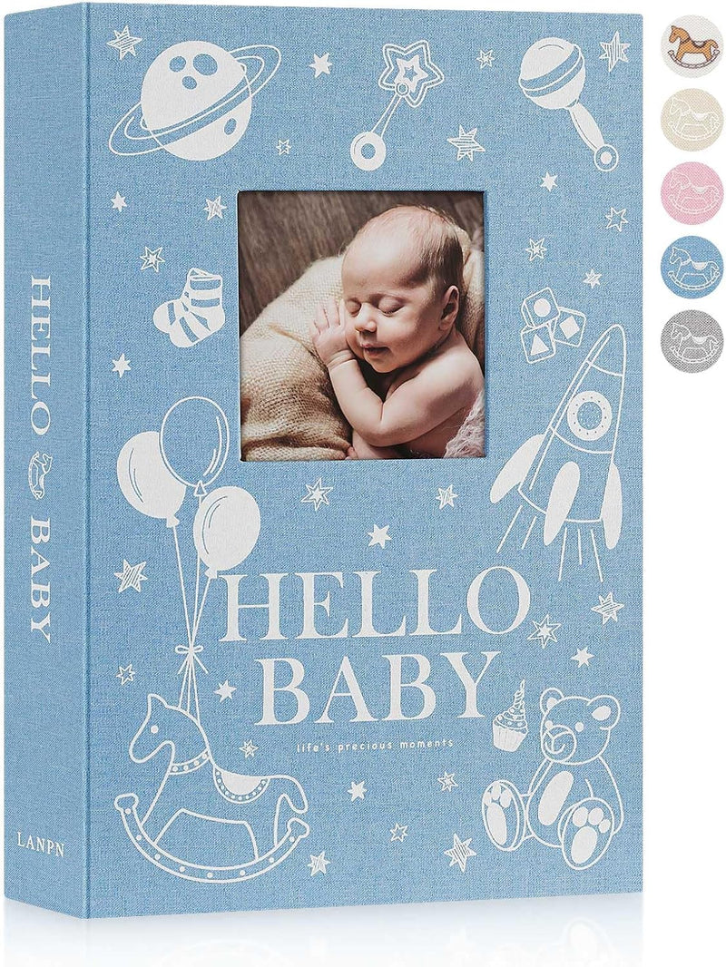 Lanpn Baby Fotoalbum 10x15 300 Fotos, Leinen Fotoalbum Einsteckalbum, Babyalbum mit Memo Schreibfeld