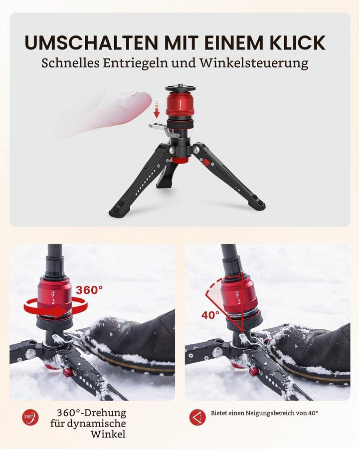IFOOTAGE Mini Kamerastativ,Mini Stativ Kamera,Tischstativ für Fotografie,Handy Stativ mit Pedalsperr