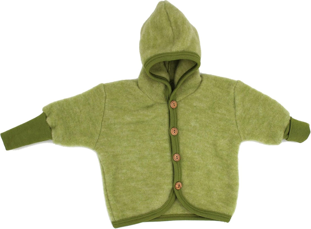 Cosilana Jäckchen mit Kapuze, Grösse 50/56, Farbe Lindgrün melange - Vertrieb nur durch Wollbody®