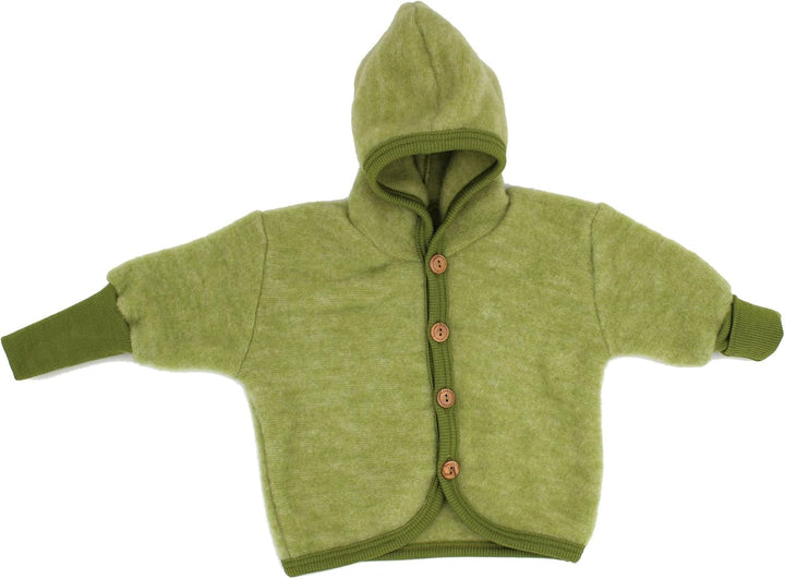 Cosilana Jäckchen mit Kapuze, Grösse 50/56, Farbe Lindgrün melange - Vertrieb nur durch Wollbody®