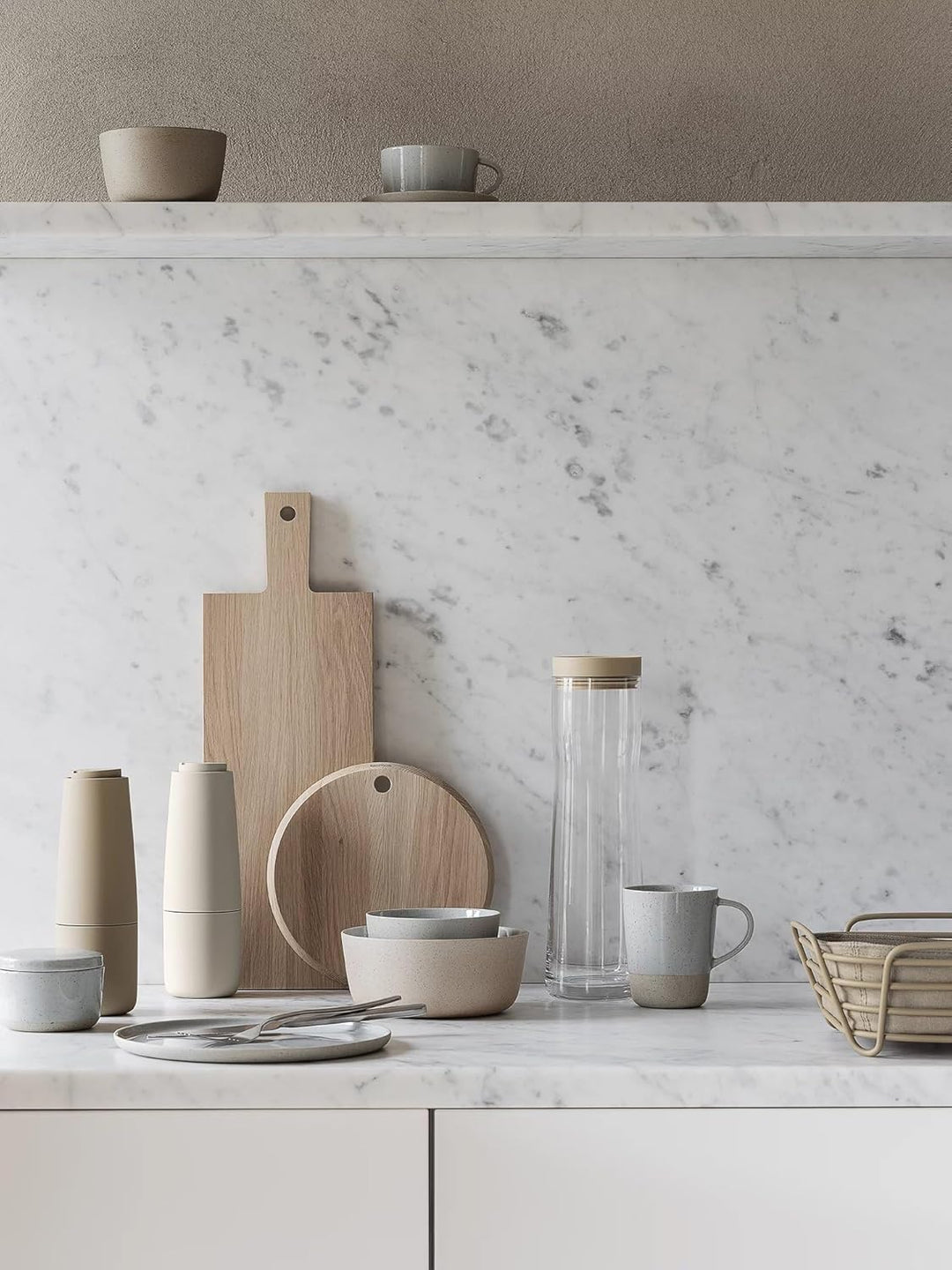 blomus Brotkorb - DELARA - klein | Farbe Nomad | Moderner Brotkorb mit Baumwolleinsatz | Ideal für B