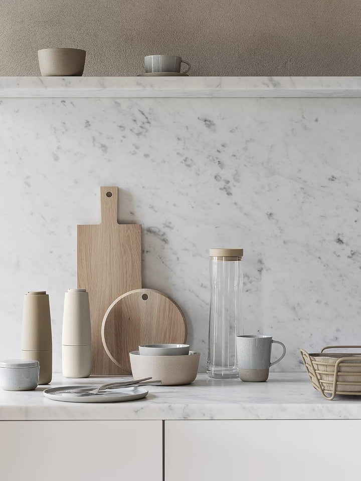 blomus Brotkorb - DELARA - klein | Farbe Nomad | Moderner Brotkorb mit Baumwolleinsatz | Ideal für B