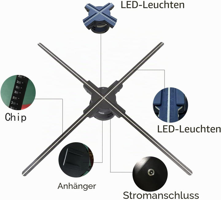 Hologramm Projektor,Missyou 85CM 3D Hologramm Projektor und 700 Videotheken, HD LED 2000*1444PX Reso