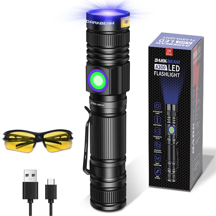 DARKBEAM UV Taschenlampe uv Lampe 365nm Licht USB Aufladbar, Woodsche Lampe Schwarzlichtlampe Klein