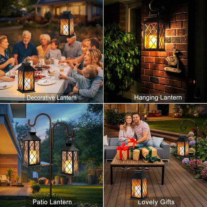 Yowin Solarlaterne für Aussen 2 Stück 35cm Grosse Solarlampen Garten mit Flammeneffekte Kerze, Gewal