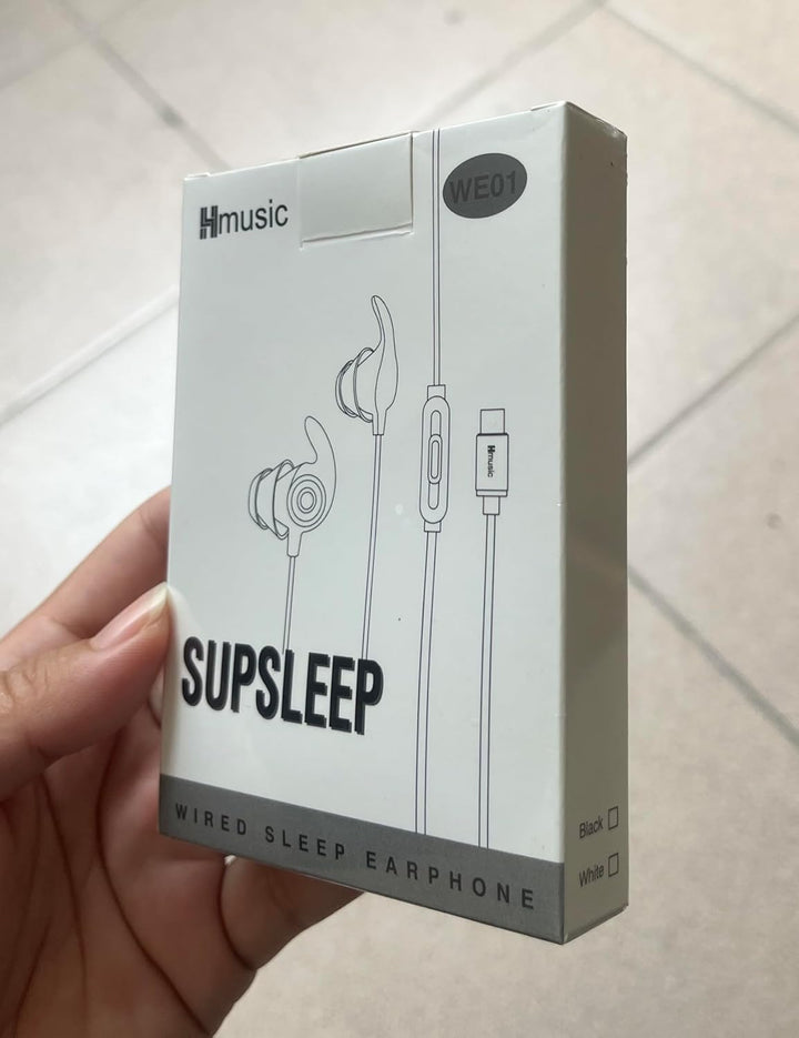 Hmusic Schlafkopfhörer, 30dB Geräuschisolierung, 2g leicht, USB C Komfortable Schlaf-Ohrhörer, flach