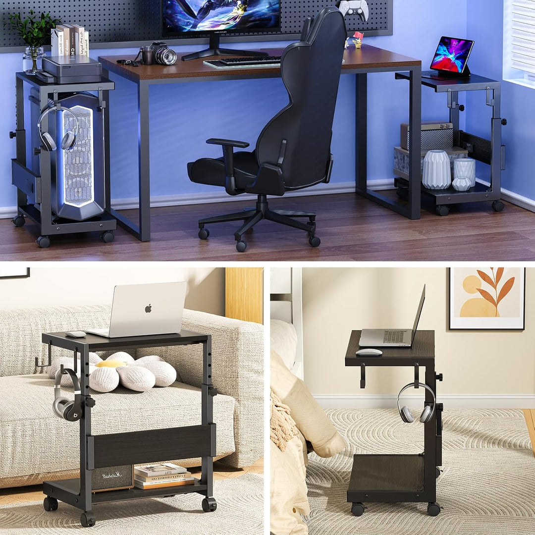 Höhenverstellbarer Computer-Tower-Ständer mit 2 Etagen & Stauraum – Bodenstehender PC-Ständer für AT