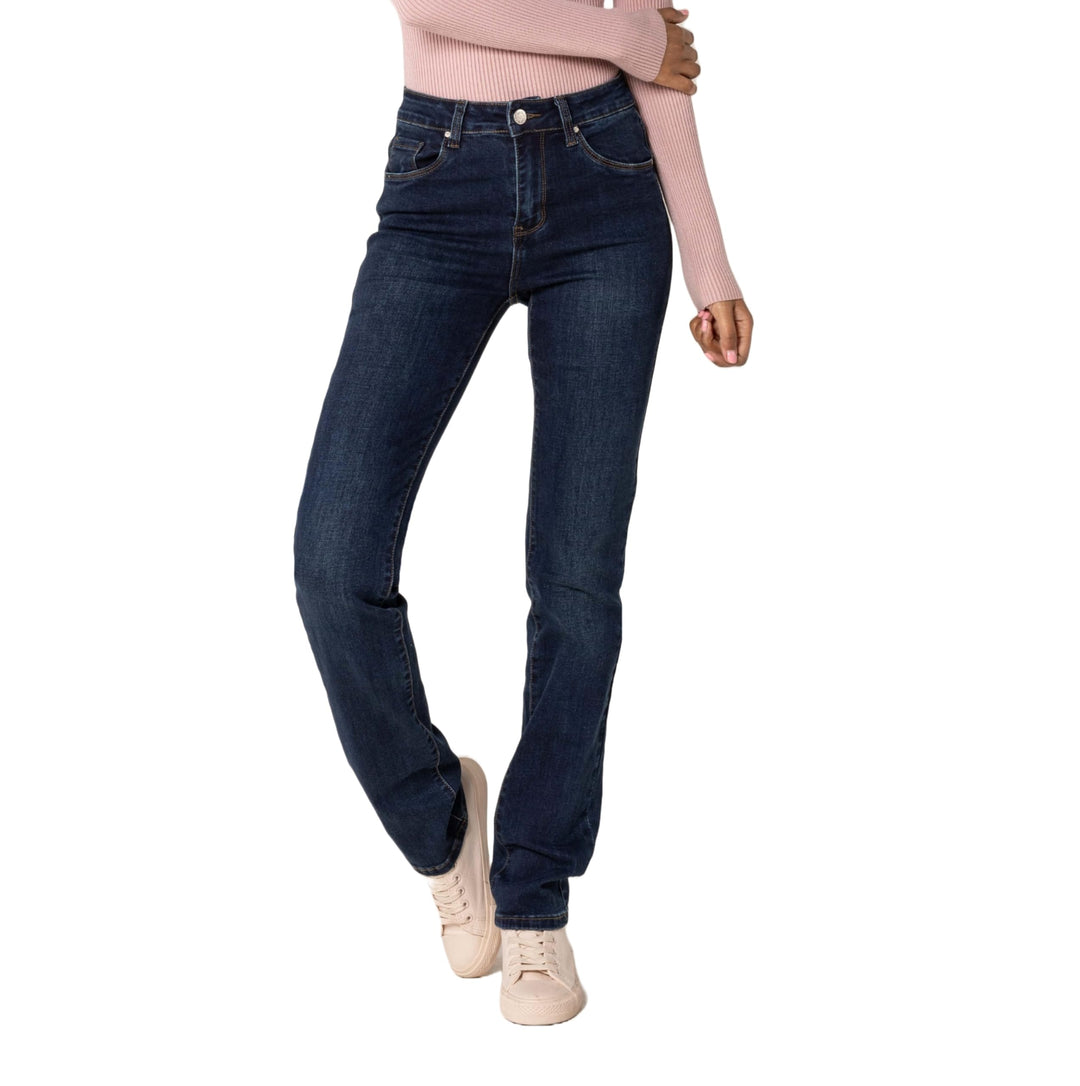 Nina Carter P209 Damen High Waist Tall Jeans Straight Leg Jeanshose mit geradem Beinschnitt Used-Loo