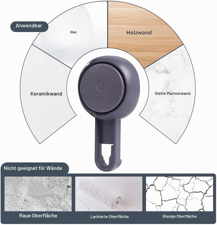 Uten Duschablage Ohne Bohren Set, Duschkorb, Seifenschale mit Saugnapf 2er-Pack aus Kunststoff, Wied