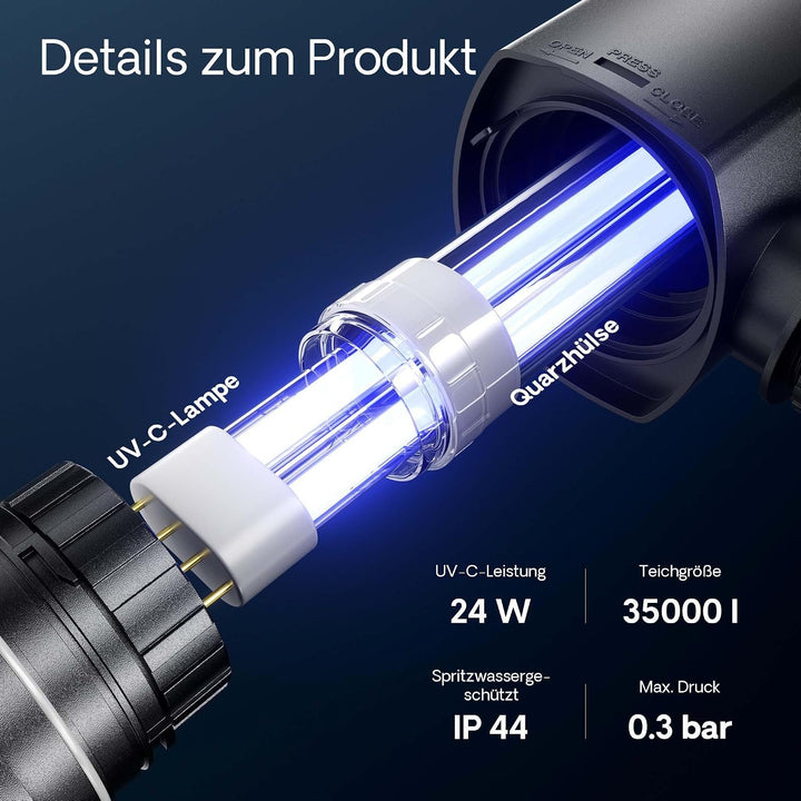 Wiltec Komplettset: CBF-550 Teichfilter bis 60000 L Teichfilteranlage Durchlauffilter, NEO10000 Teic