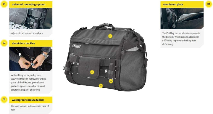PETBAG Motorrad Tasche für Hunde und Katzen (2-36 kg), wasserdicht, tragbar, dreifach belüftet, Gepä