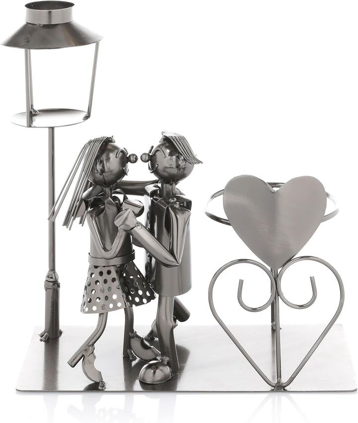 Nordstern Flaschenhalter Tanzpaar mit Laterne für Teelicht - Weinhalter mit Grusskarte als Paargesch