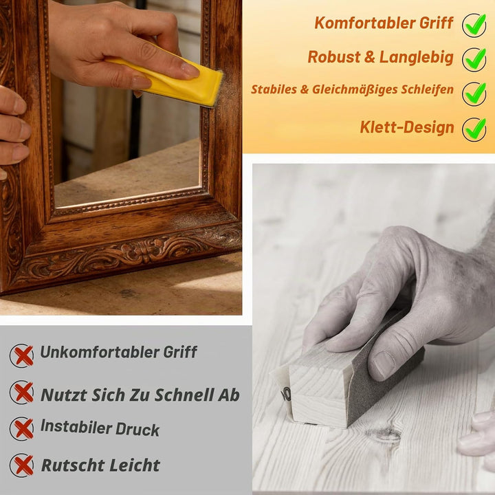 180 Stück Schleifpapier Set für Mini-Detailschleifer, Schleifblock mit Körnung 80-1000 für Holz, eng