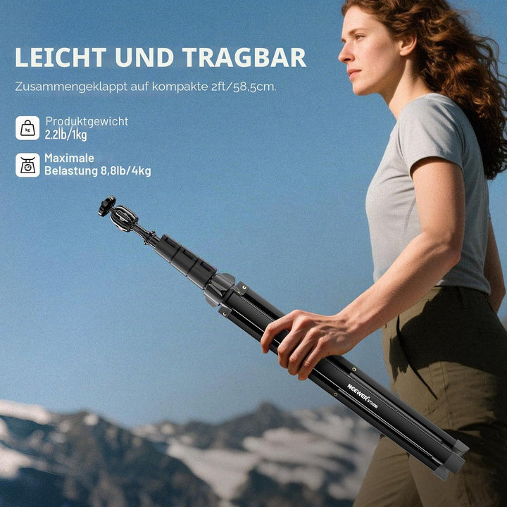 NEEWER ST200B Fotografie Lichtständer, 56–200cm, mit Kugelkopf, 1/4" Schraube, maximale Traglast 4kg