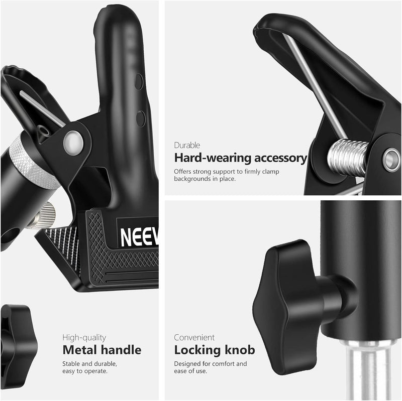 NEEWER 3 Stück Fotostudio Heavy Duty Metall Klammer Halterung mit 5/8 Zoll Stativ Licht Ständer Halt