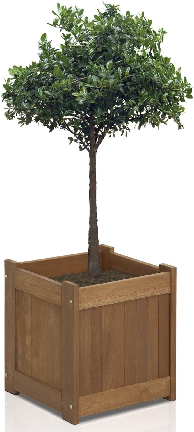 Furinno Tioman Blumenkasten in Teaköl, braun, 39,12 x 39,12 x 44,96 cm Garten, Garten