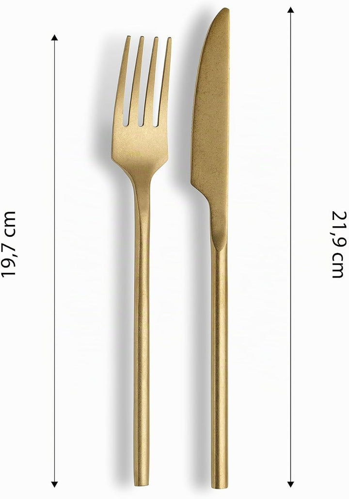 ECHTWERK Tafelbesteck Malou, Stonewashed champagne, 16-teilig, Essbesteck für bis zu 4 Personen, Hoc