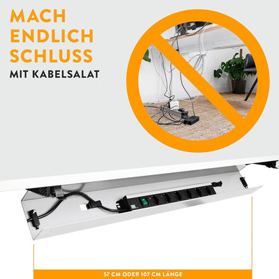 boho office® Kabelkanal Schreibtisch Kabelmanagement Kabelbox - beidseitig klappbare Kabelwanne inkl