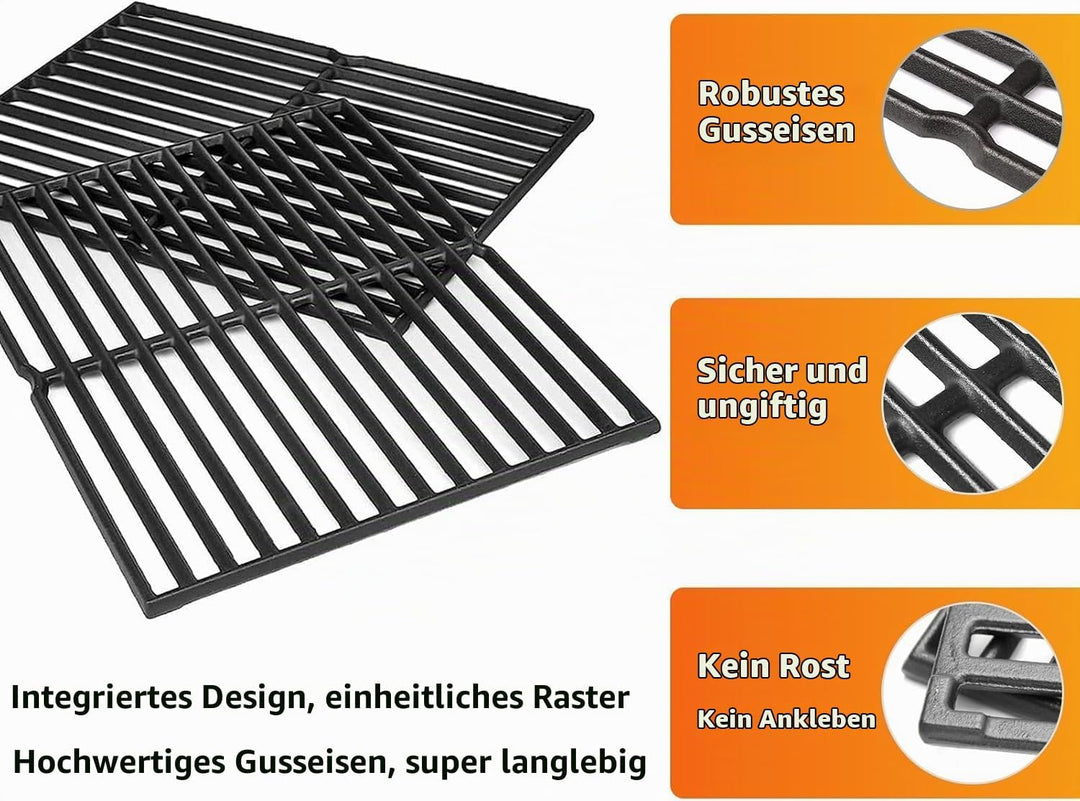 GRISUN 38cm x 28.6cm Grillroste für Weber Spirit 200 Serie mit Seitenbedienfeld, für Spirit E210, fü