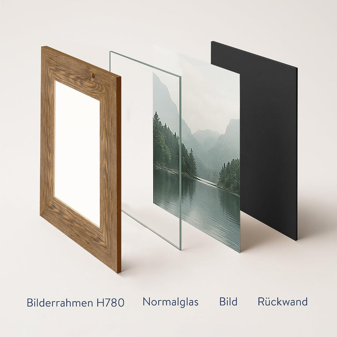 WANDStyle Bilderrahmen Strandhaus Stil 30x40cm I Farbe: Eiche-Optik I Fotorahmen I Holzbilderrahmen