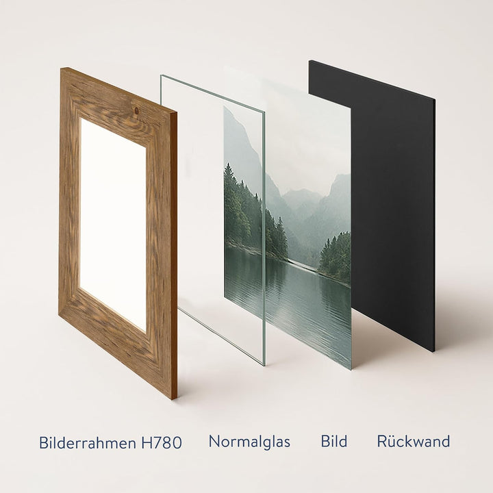 WANDStyle Bilderrahmen Strandhaus Stil 20x30cm I Farbe: Eiche-Optik I Fotorahmen I Holzbilderrahmen