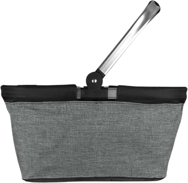 Einkaufskorb faltbar, 20L Tragekorb mit Alurahmen faltbar, Geschenk Einkaufstasche Mama, grau, Grau