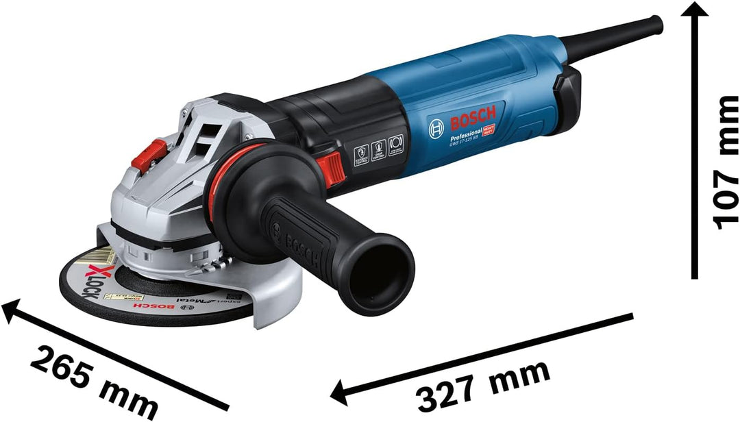 Bosch Professional Winkelschleifer GWS 17-125 S (1.700 Watt, Zusatzhandgriff, Schutzhaube, anklippba