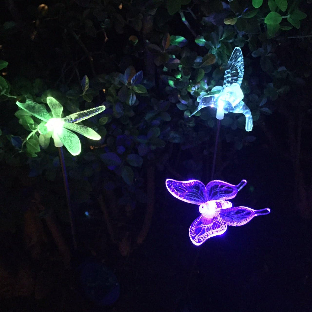 9er Set Solar Stableuchten Gartendeko Libelle Kolibri Schmetterling Lights4fun 9 Stk, 9 Stk