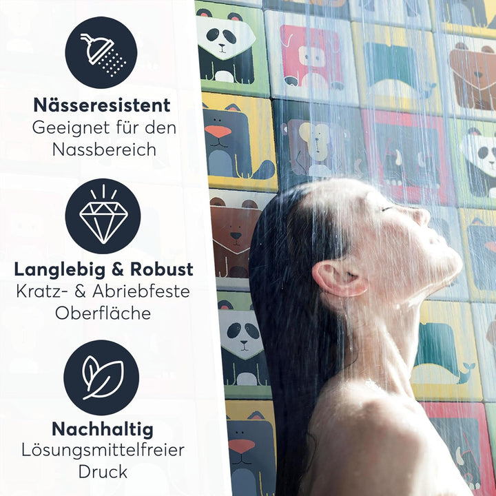 50 Stück Fliesenfolie für Küche und Bad 10x10 cm - Klebefliesen, Mosaikfliesen - Stickerfliesen, Fli