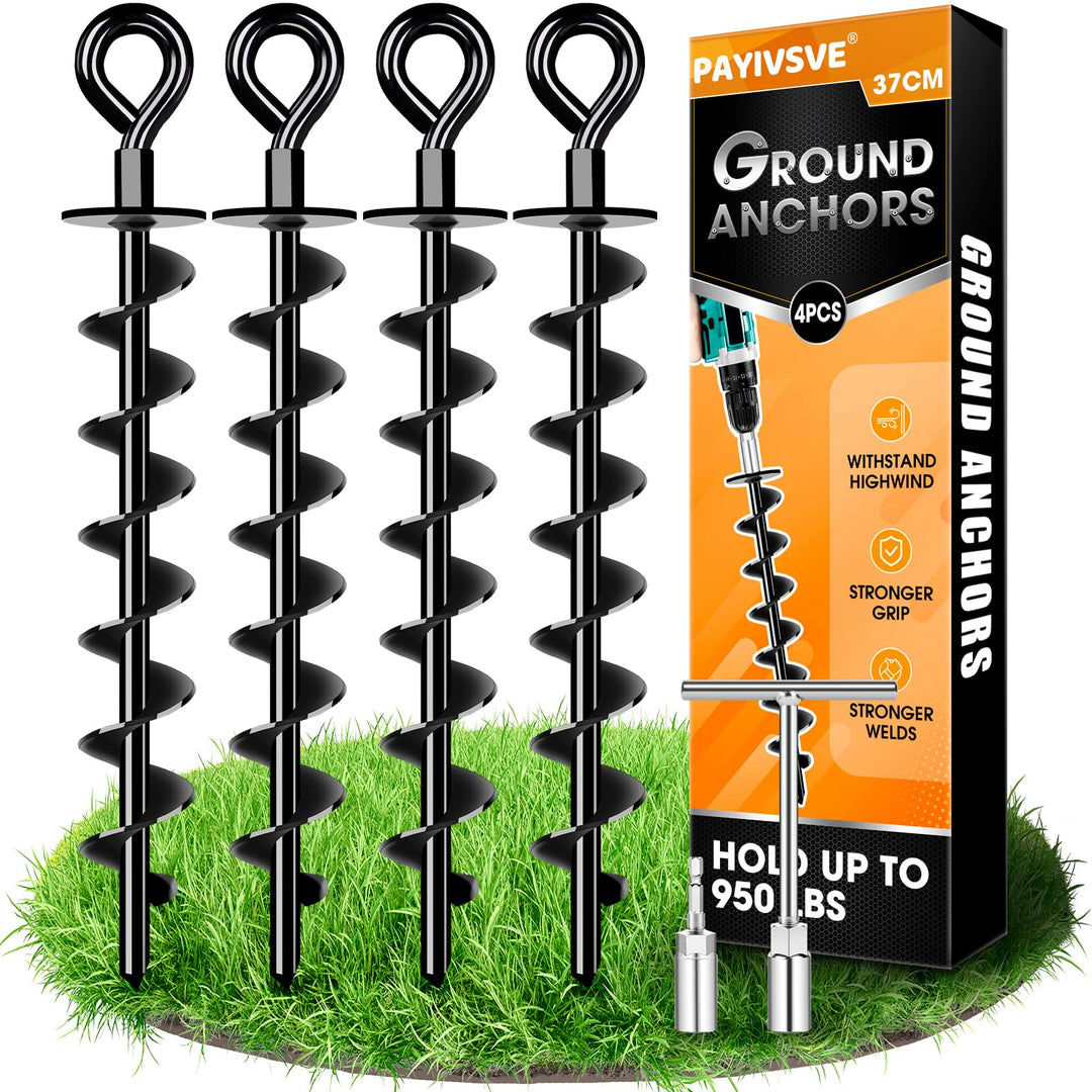 Schwerlast Bodenanker 4 Pack,Robust voll verschraubter Erdanker zur Befestigung von Trampolinen, Vor
