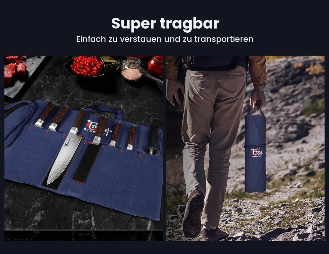 Küchenmessersets, Kochmesserset mit Rolltasche, professionelles japanisches Edelstahlmesserset mit P